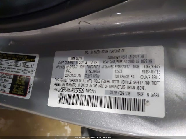 Aukcja sprzedaży 2010 Mazda Cx-7 I Sv, vin: JM3ER2W51A0350529, numer aukcji: 44259072