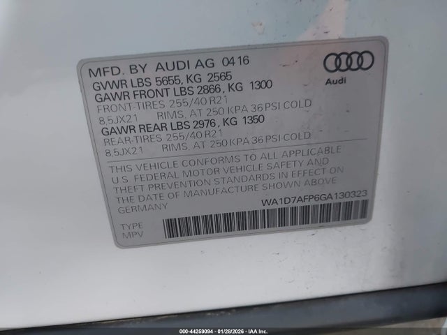 WA1D7AFP6GA130323 Audi Q5 3.0t Premium Plus