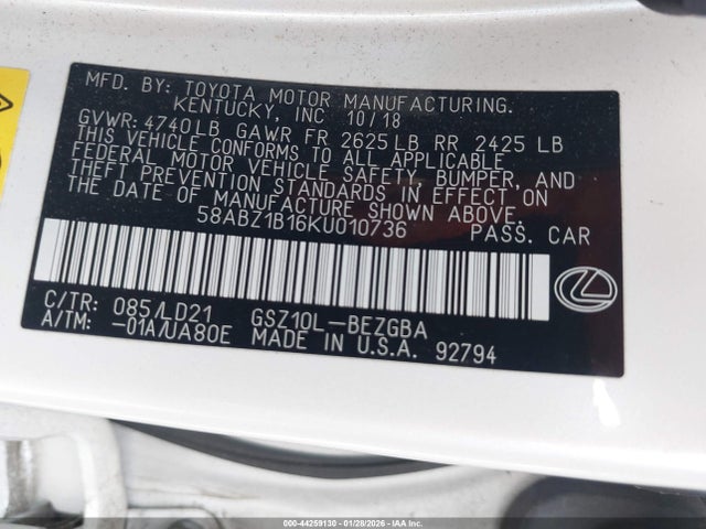 Lexus ES 350 2019 58ABZ1B16KU010736 Image 9