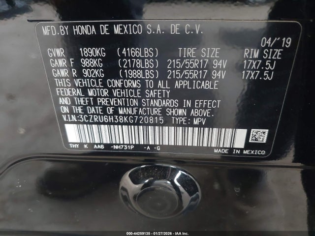3CZRU6H38KG720815 Honda HR-V LX
