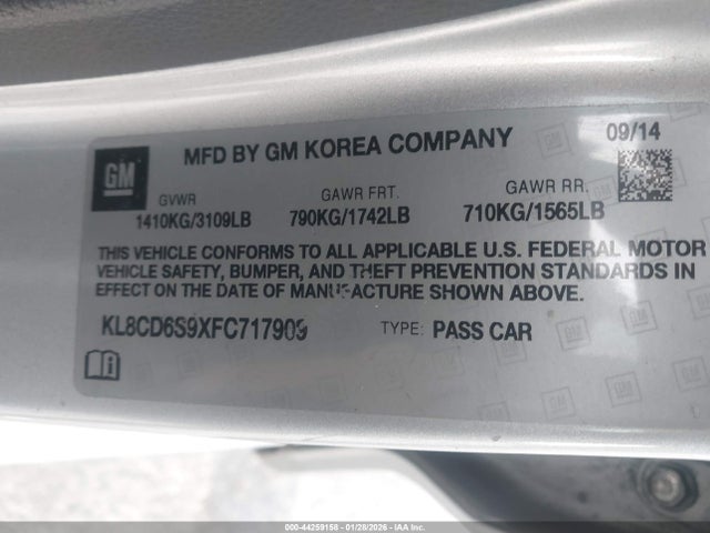 KL8CD6S9XFC717909 Chevrolet Spark 1lt Cvt