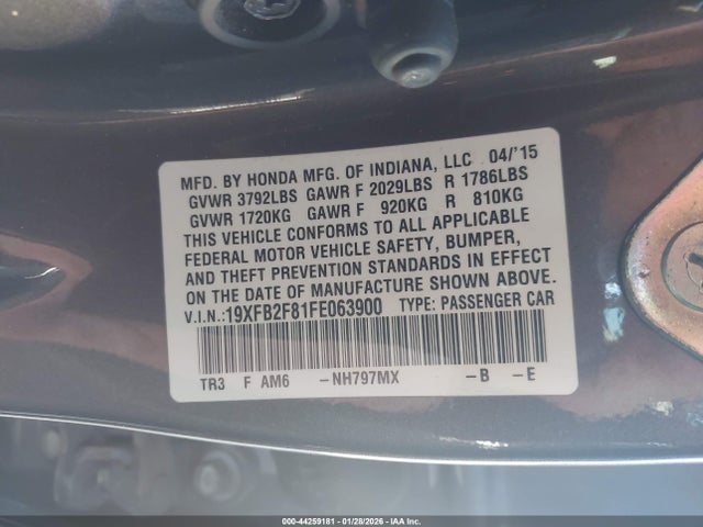 19XFB2F81FE063900 Honda CIVIC EX