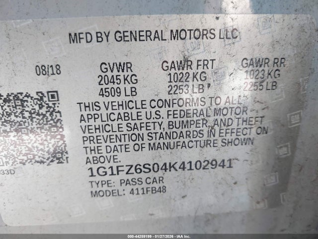 1G1FZ6S04K4102941 Chevrolet Bolt Ev Premier