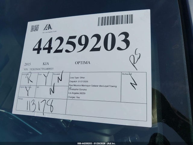 5XXGN4A77FG480015 KIA OPTIMA EX