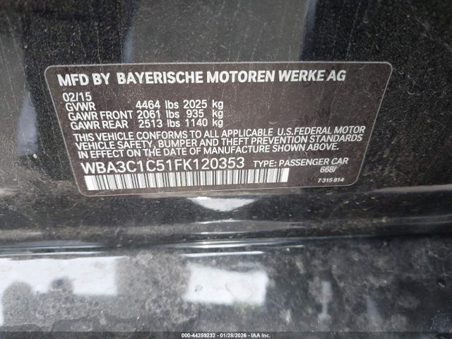BMW 328I 2015 WBA3C1C51FK120353 Image 9
