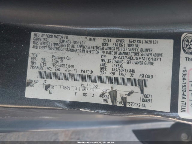 3FADP4BJ5FM161871 Ford FIESTA SE