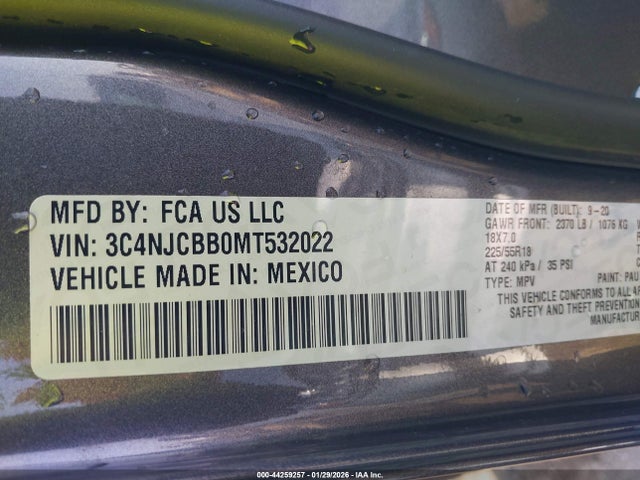 Jeep Compass Altitude Fwd 2021 3C4NJCBB0MT532022 Image 9