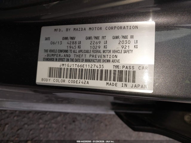 JM1GJ1T66E1127435 Mazda Mazda6 I Touring