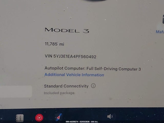 Продаж на аукціоні авто 2023 Tesla Model 3 Rear-wheel Drive, vin: 5YJ3E1EA4PF560492, номер лоту: 44259274