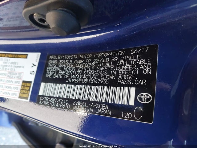 JTDKBRFU8H3047935 Toyota Prius Two