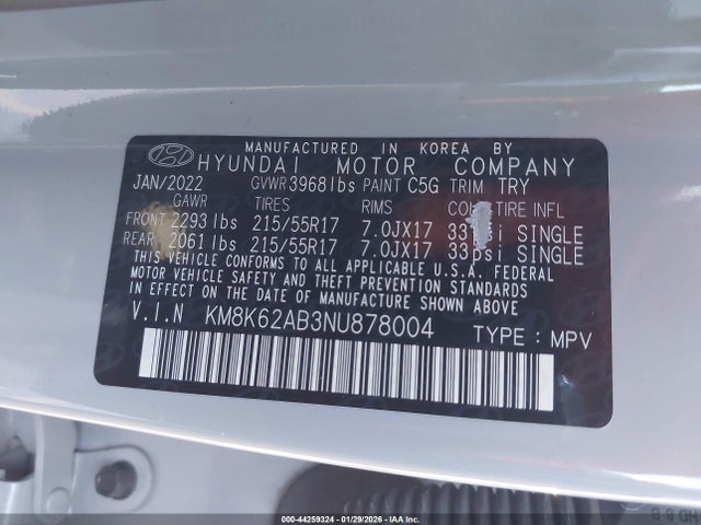 KM8K62AB3NU878004 Hyundai Kona Sel