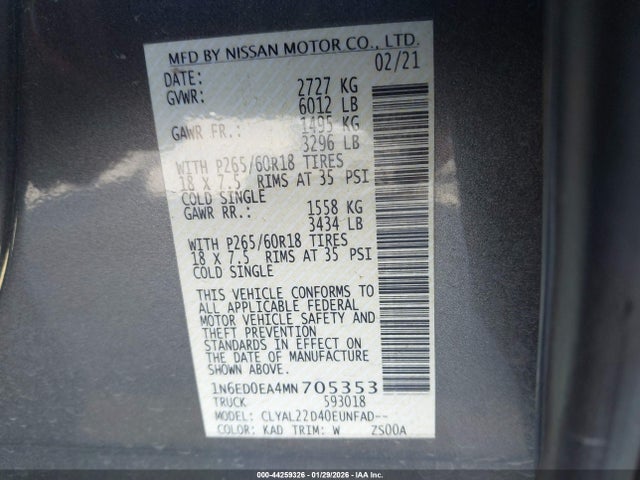 2021 NISSAN FRONTIER 1N6ED0EA4MN705353 Photo 8