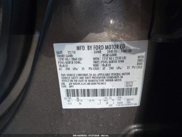 2FMDK3JC4EBB76363 Ford EDGE SEL