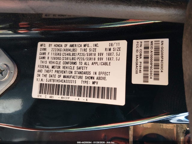 Продаж на аукціоні авто 2012 Acura Rdx, vin: 5J8TB1H54CA000015, номер лоту: 44259364