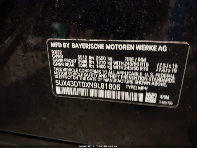 2022 BMW X4 5UX43DT0XN9L81806 Photo 8