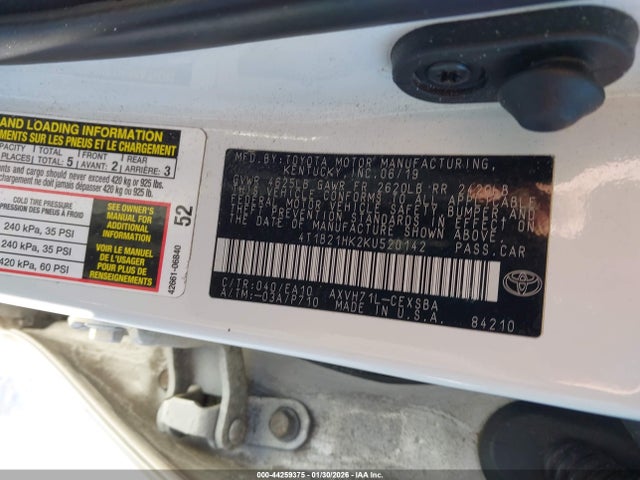 4T1B21HK2KU520142 Toyota Camry Hybrid Se