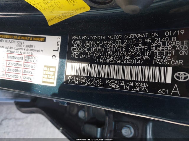 JTNK4RBE9K3040147 Toyota COROLLA SE