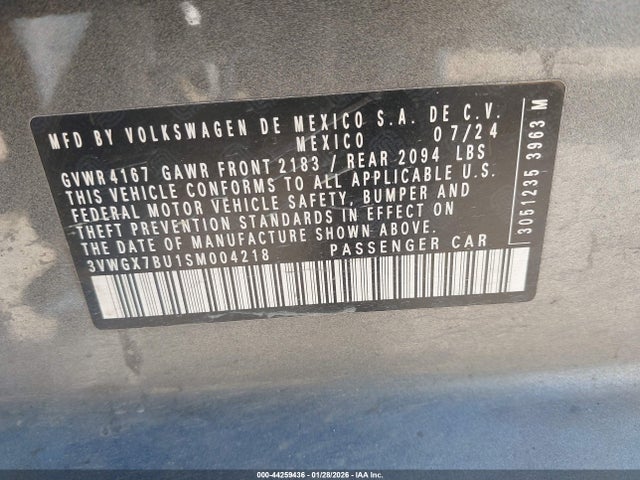 Aukcja sprzedaży 2025 Volkswagen Jetta 1.5t Sel, vin: 3VWGX7BU1SM004218, numer aukcji: 44259436