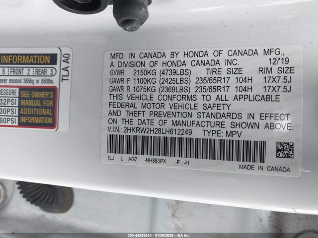 2HKRW2H28LH612249 Honda Cr-v Awd Lx
