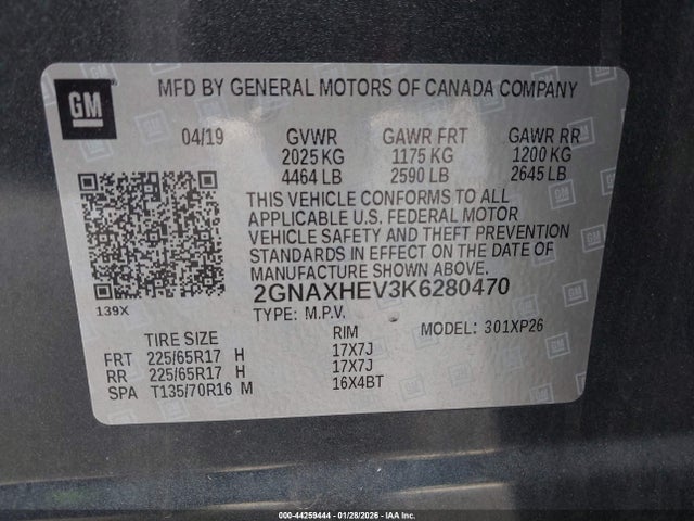 Chevrolet EQUINOX LS 2019 2GNAXHEV3K6280470 Image 9