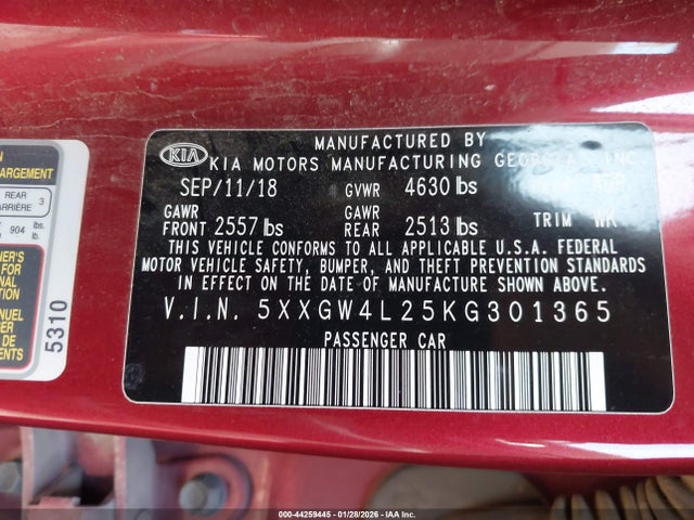 2019 KIA OPTIMA 5XXGW4L25KG301365 Photo 8