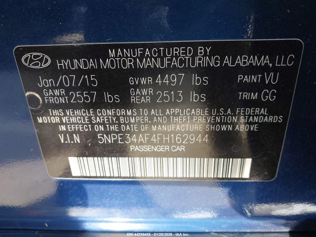 5NPE34AF4FH162944 Hyundai Sonata Limited