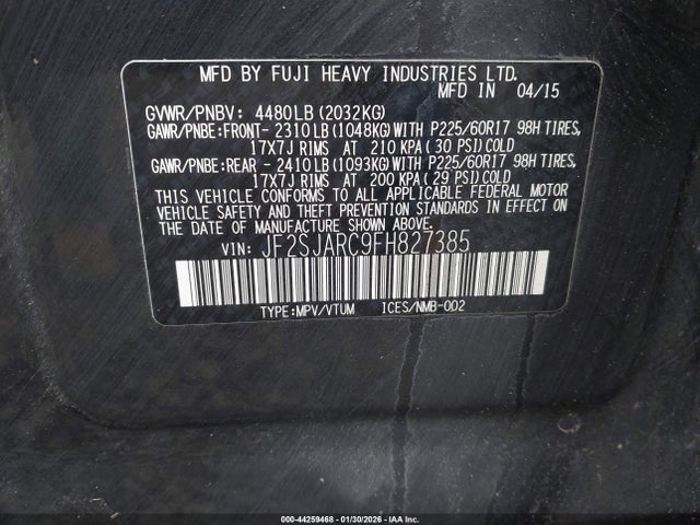 Subaru Forester 2.5i Limited 2015 JF2SJARC9FH827385 Image 9