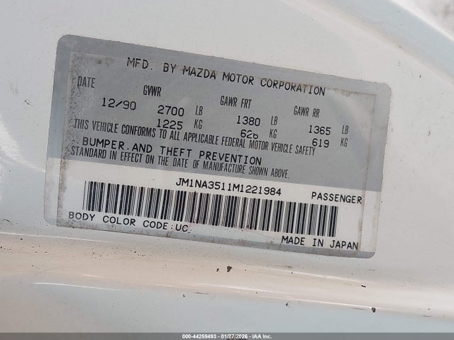 1991 MAZDA MX-5 MIATA JM1NA3511M1221984 Photo 8