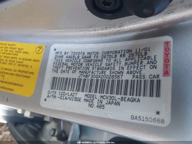 2002 LEXUS ES 300 JTHBF30GX20028587 Photo 8