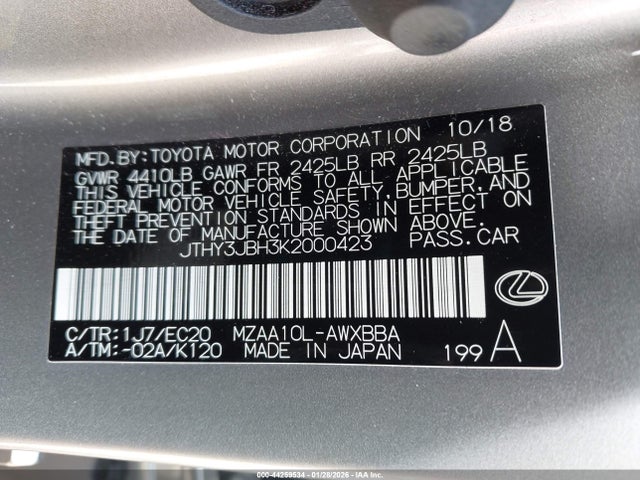 Lexus UX 200 2019 JTHY3JBH3K2000423 Image 9