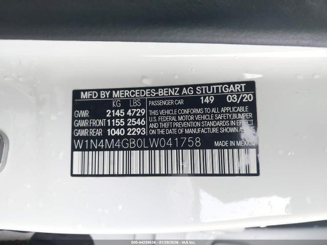 W1N4M4GB0LW041758 Mercedes-Benz GLB 250