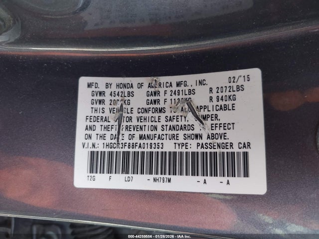 1HGCR3F88FA019353 Honda Accord Ex-l V-6