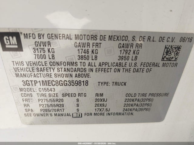 3GTP1MEC8GG359818 GMC Sierra 1500 Sle