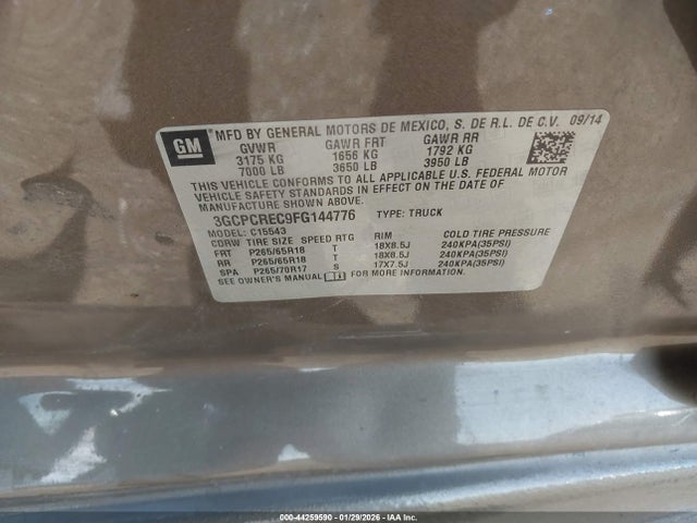 3GCPCREC9FG144776 Chevrolet Silverado 1500 1lt