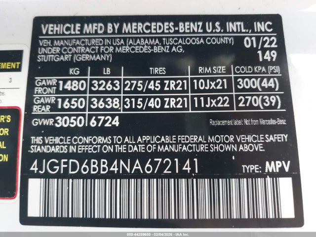 44259600 :رقم المزاد ، 4JGFD6BB4NA672141 vin ، 2022 Mercedes-benz Amg Gle 53 Coupe 4matic مزاد بيع