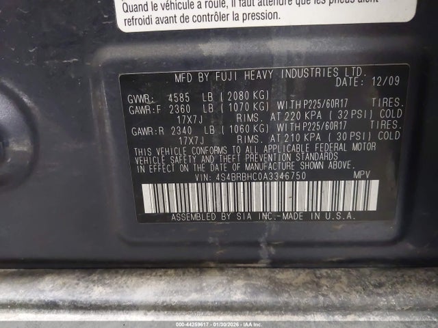 2010 SUBARU OUTBACK 4S4BRBHC0A3346750 Photo 8