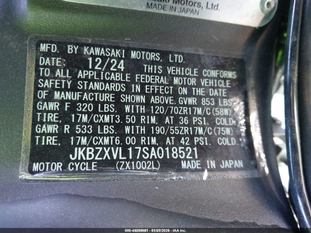 JKBZXVL17SA018521 Kawasaki Zx1002 L