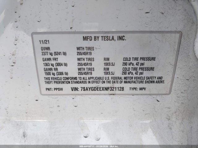 2022 TESLA MODEL Y 7SAYGDEEXNF321128 Photo 8