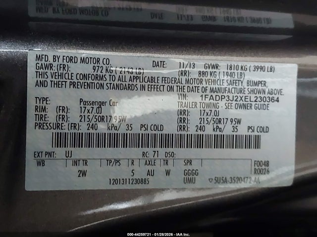 1FADP3J2XEL230364 Ford Focus Titanium