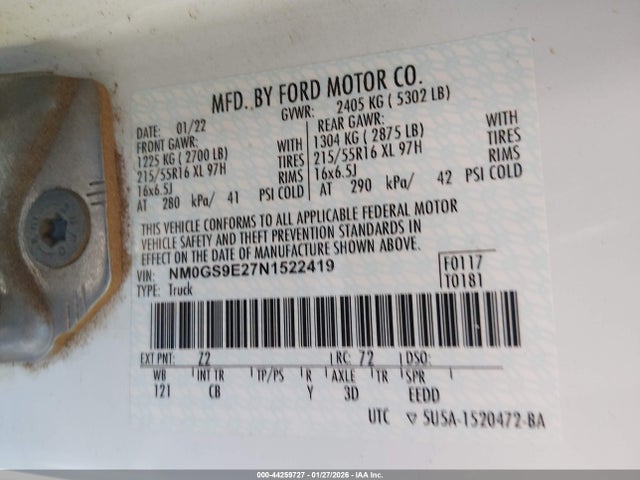 2022 FORD TRANSIT CONNECT NM0GS9E27N1522419 Photo 8