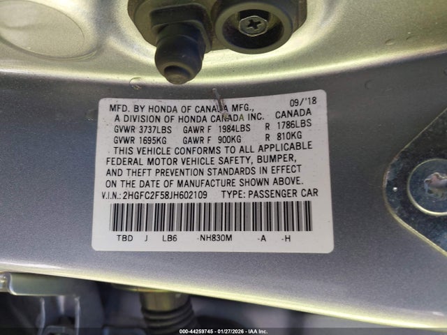 Honda Civic Lx 2018 2HGFC2F58JH602109 Image 9