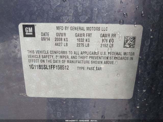 Chevrolet MALIBU LS 2015 1G11B5SL1FF158512 Image 9