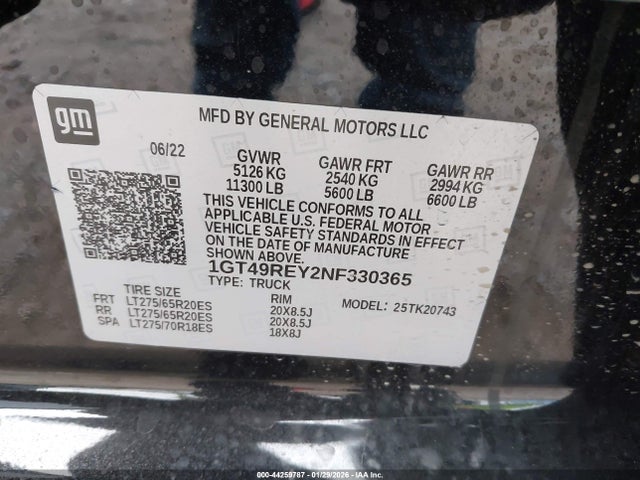 Aukcja sprzedaży 2022 Gmc Sierra 2500hd 4wd  Standard Bed Denali, vin: 1GT49REY2NF330365, numer aukcji: 44259787