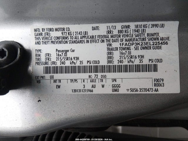 1FADP3K23EL225456 Ford FOCUS SE