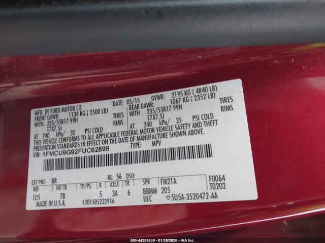 2015 FORD ESCAPE 1FMCU9G92FUC62898 Photo 8