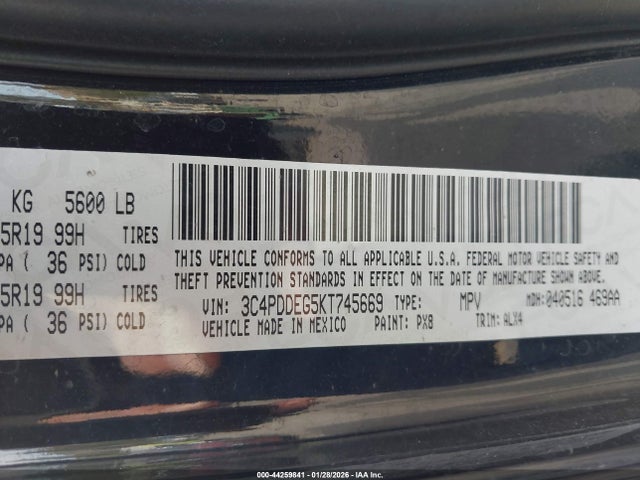 3C4PDDEG5KT745669 Dodge Journey Gt Awd