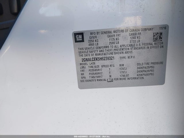 Chevrolet EQUINOX LT 2017 2GNALCEK5H6239321 Image 9