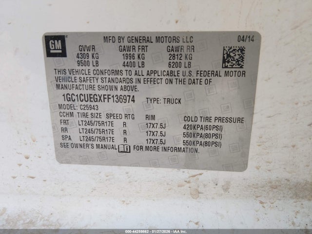 1GC1CUEGXFF136974 Chevrolet Silverado 2500hd Wt