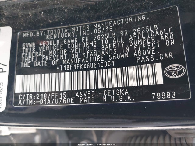 4T1BF1FKXGU610301 Toyota CAMRY SE
