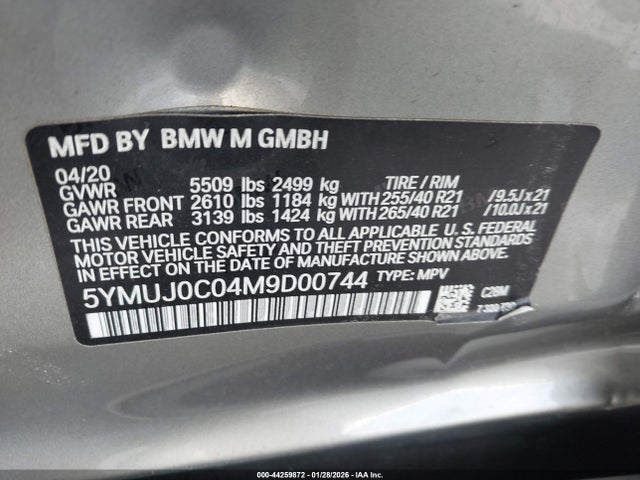 2021 BMW X4 M 5YMUJ0C04M9D00744 Photo 8